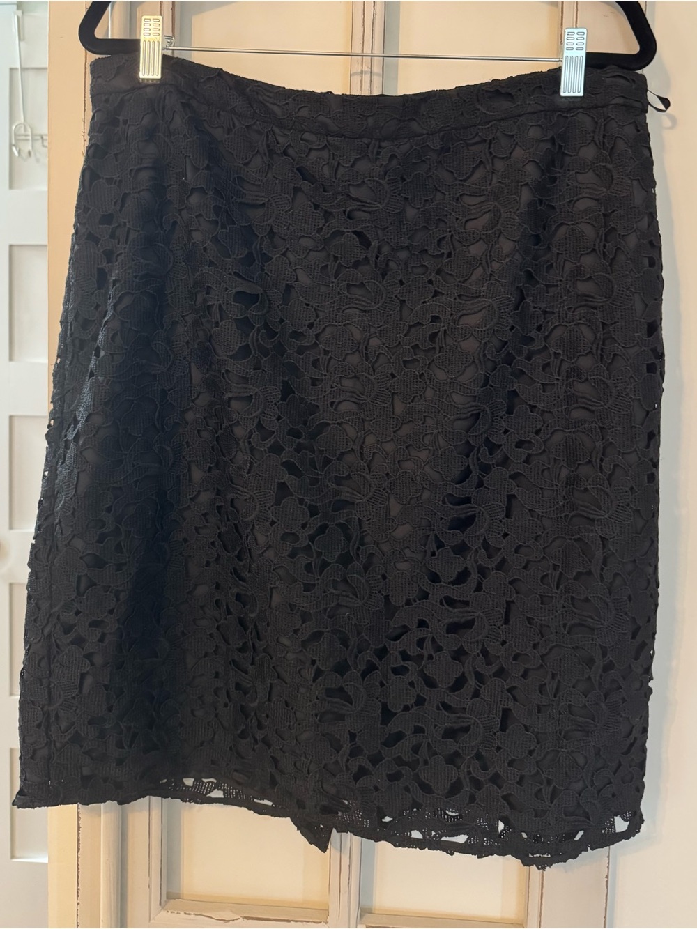 J. Crew Black Floral Lace A-Line Skirt